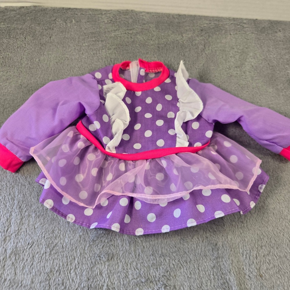 Purple Polka Dot Doll Dress Pink Ruffle Organza Skirt 18 Inch Doll Clothes